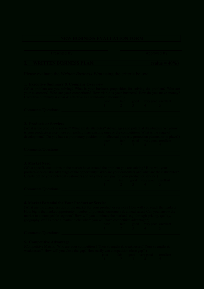 Free Business Evaluation Form | Templates At Allbusinesstemplates With Business Form Templates