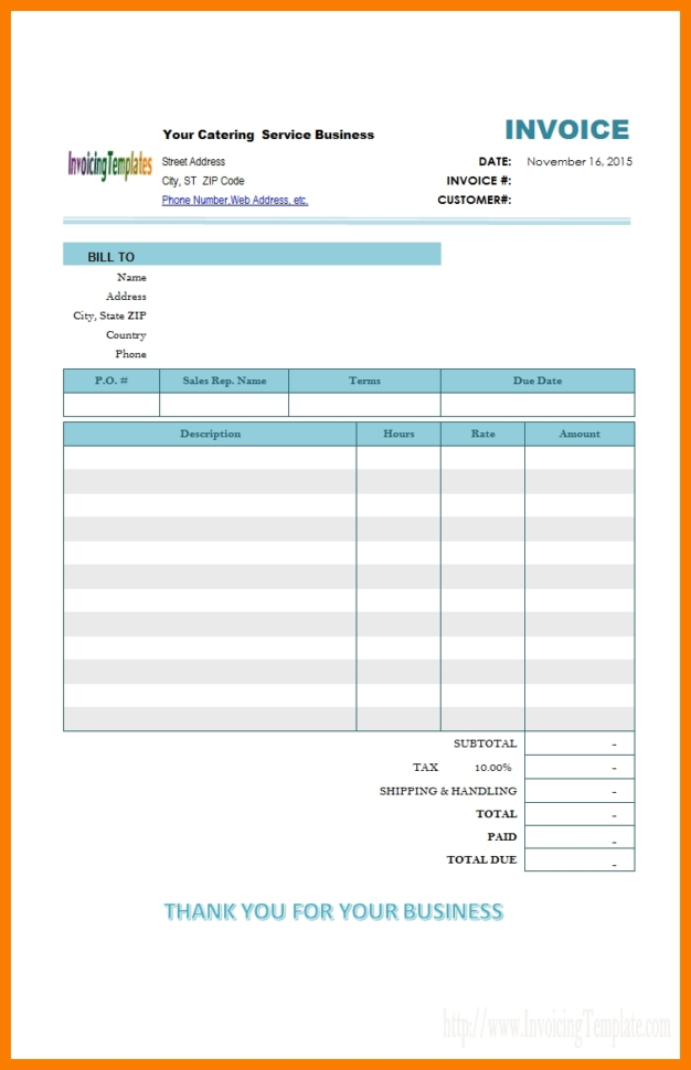 Free Catering Service Invoice Template | Excel | Pdf | Word (.doc Inside Catering Service Invoice