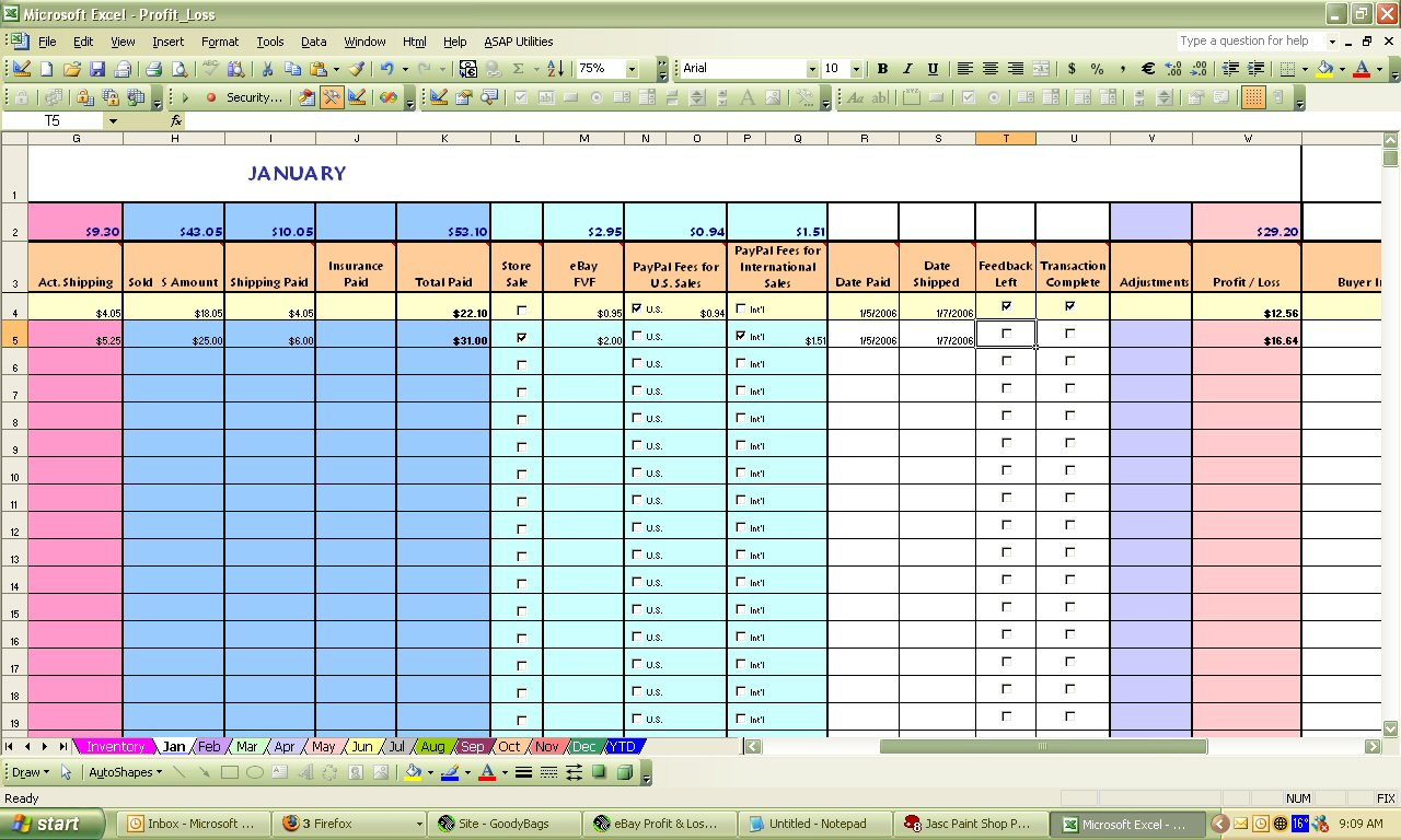 Ebay Spreadsheet Template Free