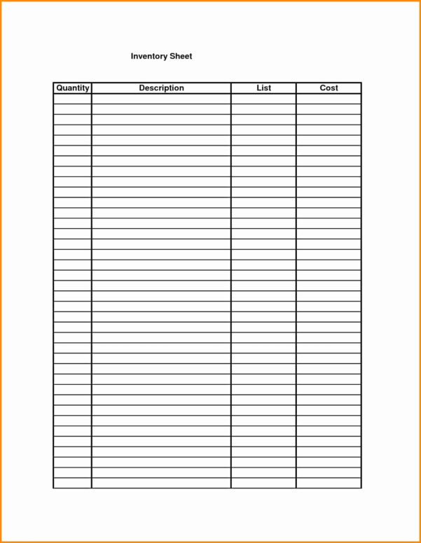 Inventory Sheet Template Free — Db