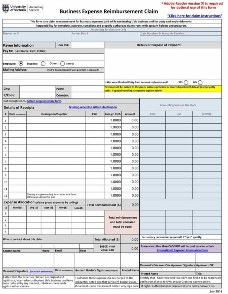Free Expense Report Form Pdf And Pitt Travel Business Outstanding With Business Expenses Claim Form Template