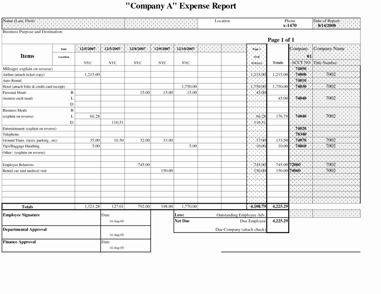 Free Expense Report Template For Small Business Luxury Business In E Throughout Company Expense Report
