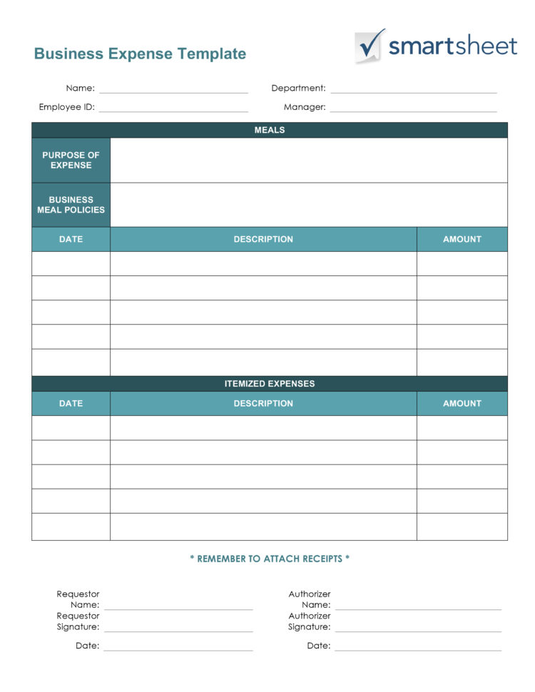 Free Expense Report Templates Smartsheet Intended For Reimbursement Sheet Template