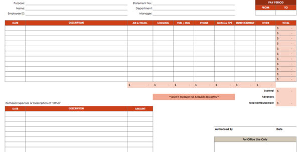 Free Expense Report Templates Smartsheet throughout Expense Report Form Excel