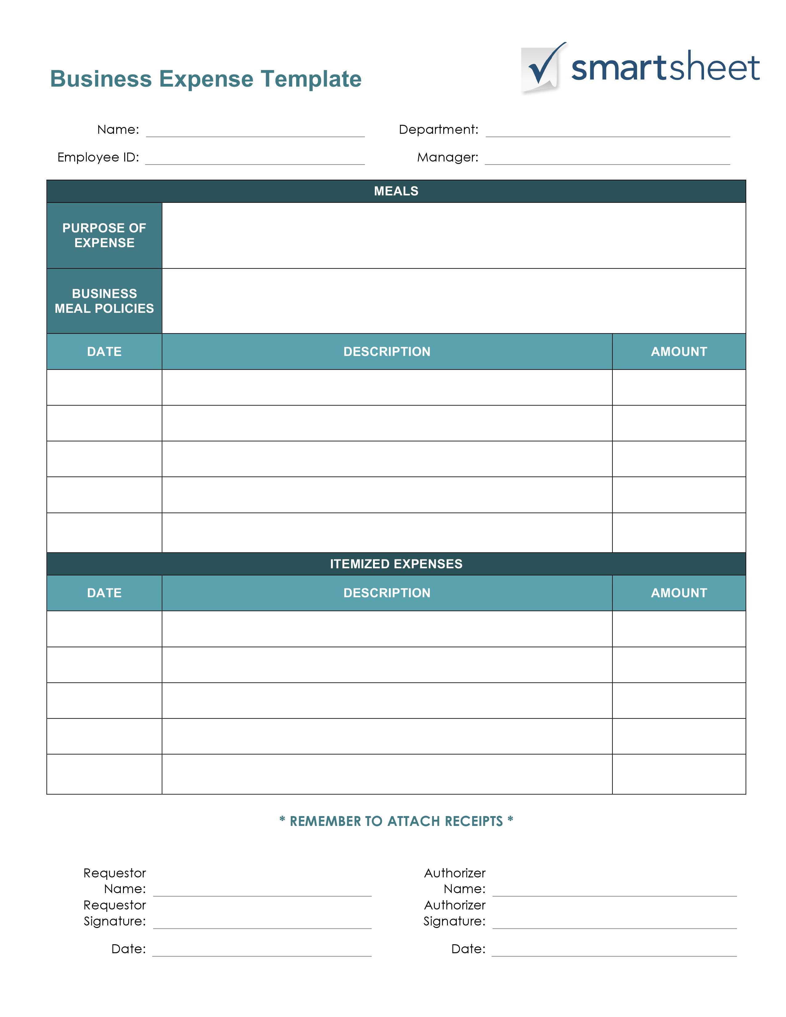 Free Expense Report Templates Smartsheet Within Business Expense Template Free
