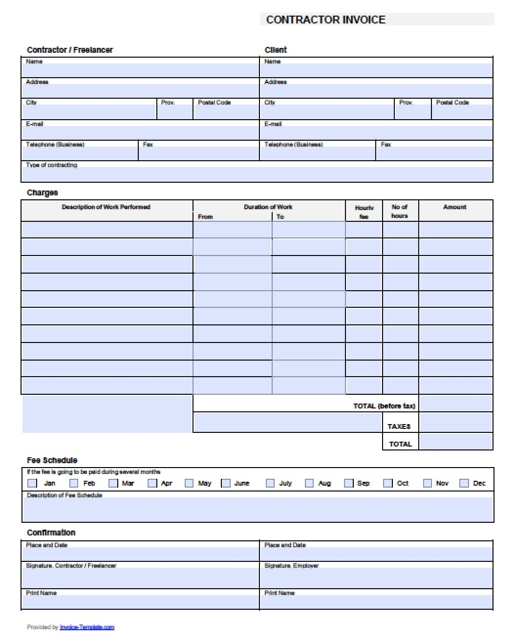 free general labor invoice template excel pdf word doc in