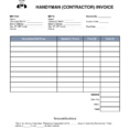 Free Handyman (Contractor) Invoice Template   Word | Pdf | Eforms To Handyman Invoice