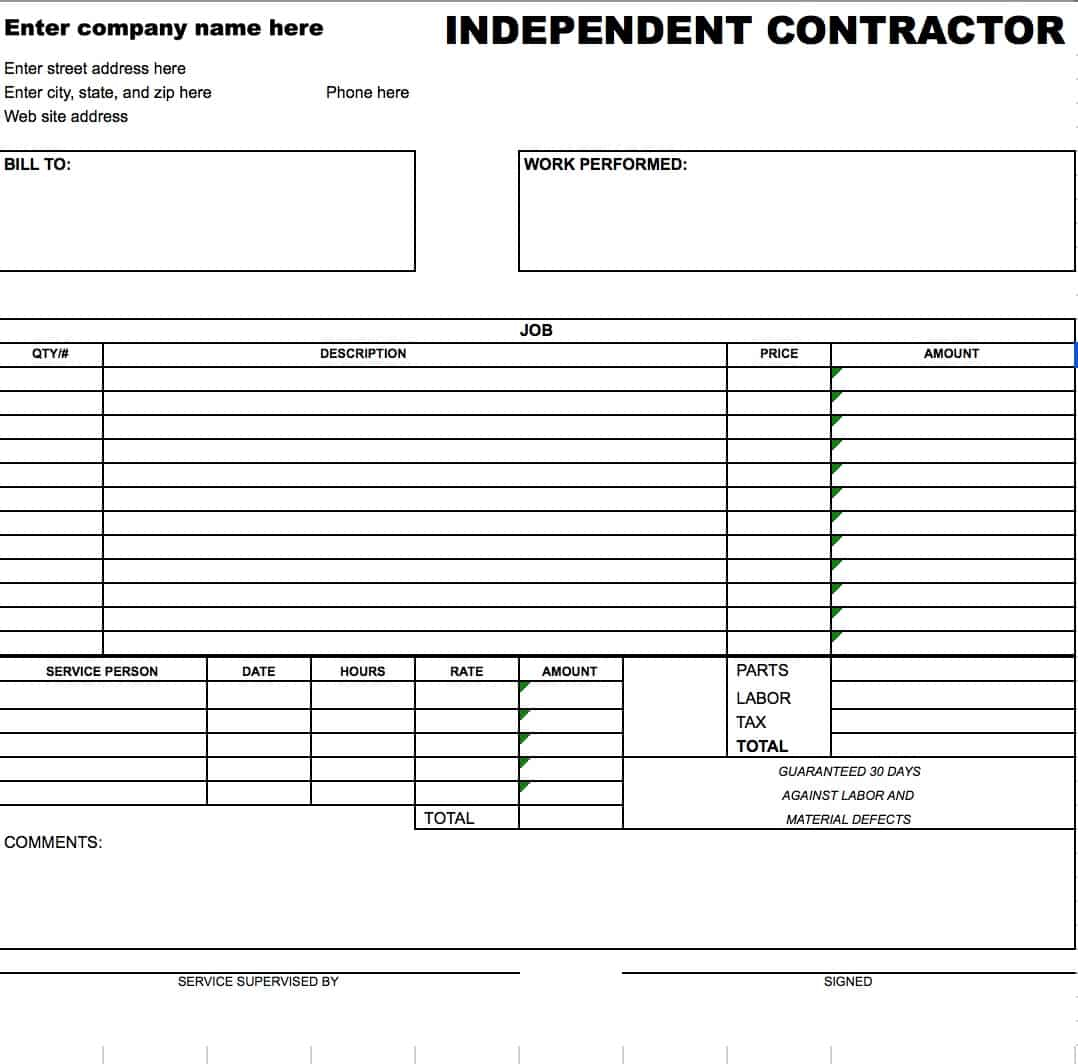 Free Independent Contractor Invoice Template | Excel | Pdf | Word (.doc) With Independent Contractor Invoice Sample
