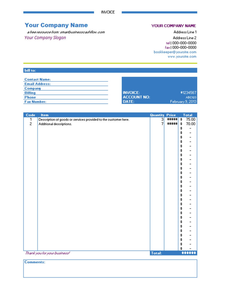 Free Invoice Excel Template * Invoice Template Ideas Uk Vat Invoice Intended For Invoice Excel Template