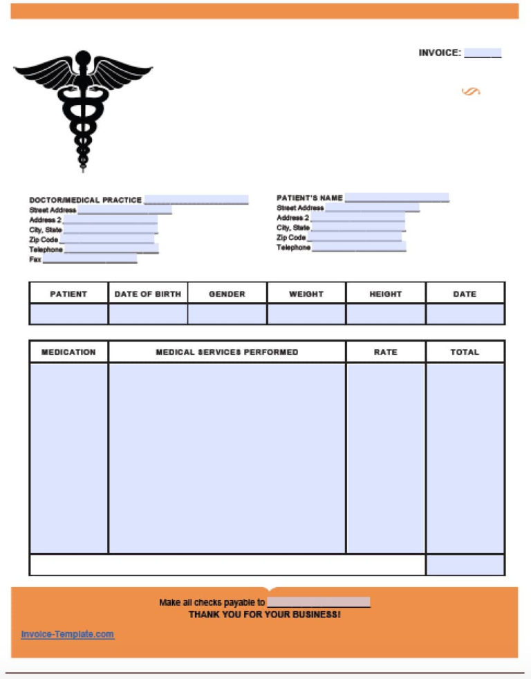 Medical Invoice Template —