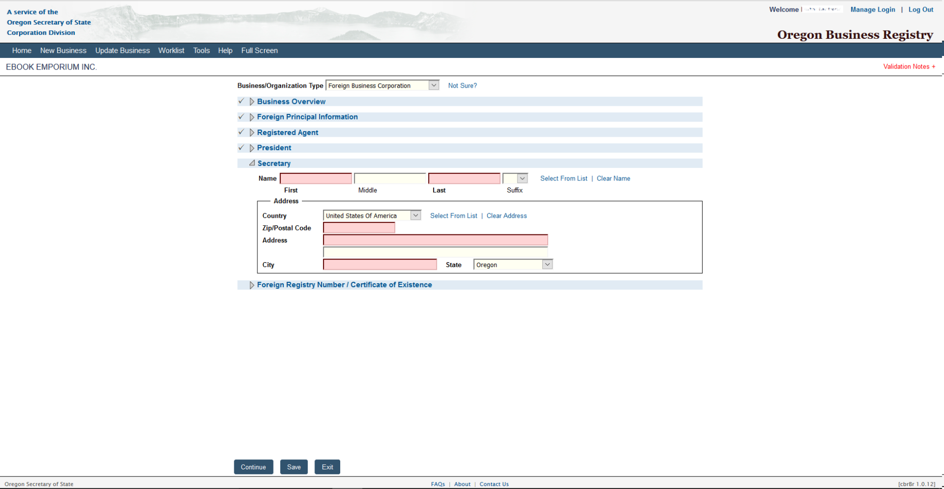 Free Oregon Application For Authority To Transact Business With Oregon State Business Registry