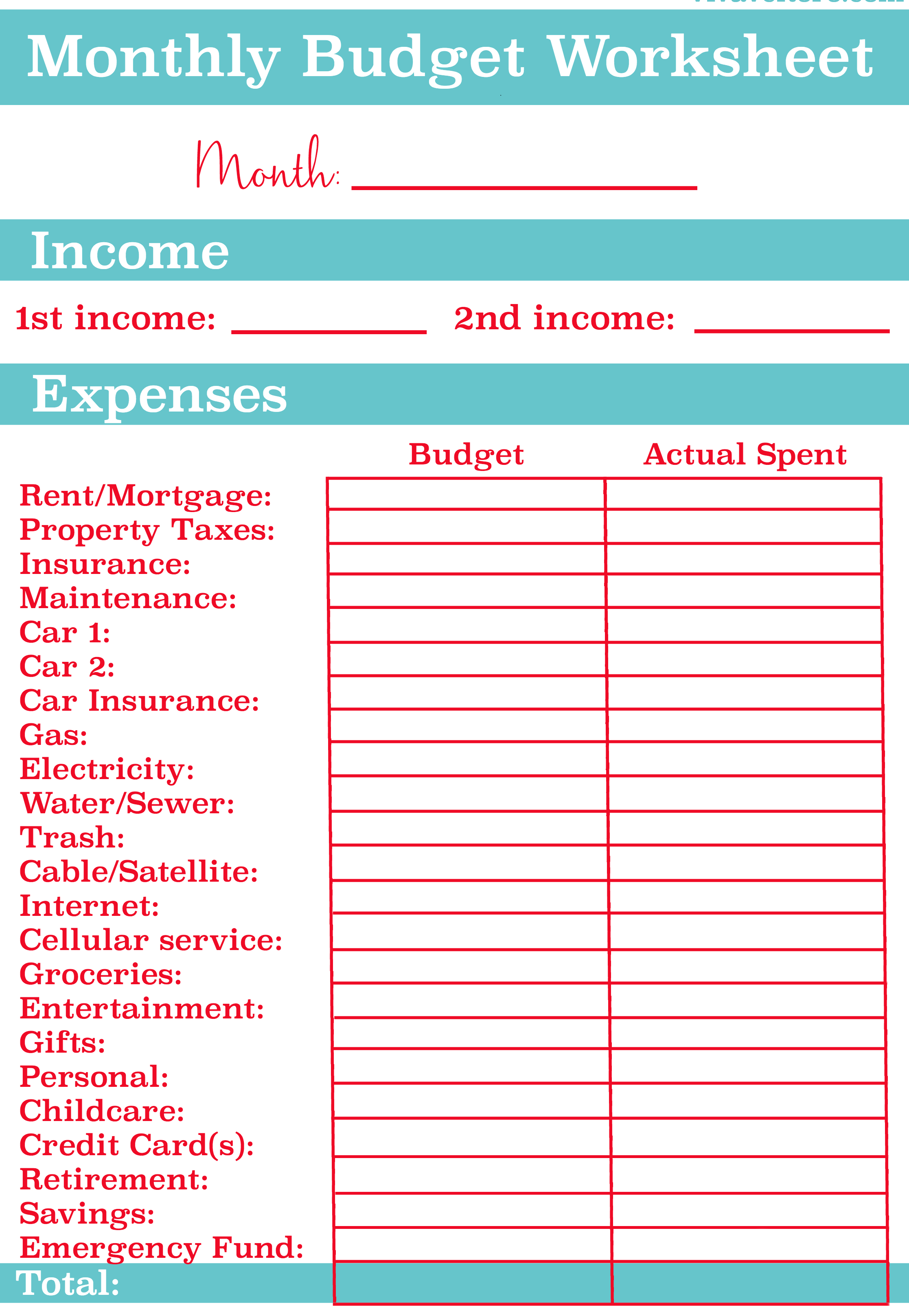 Free Personal Budget Template Download - Resourcesaver inside Personal Budget Spreadsheets