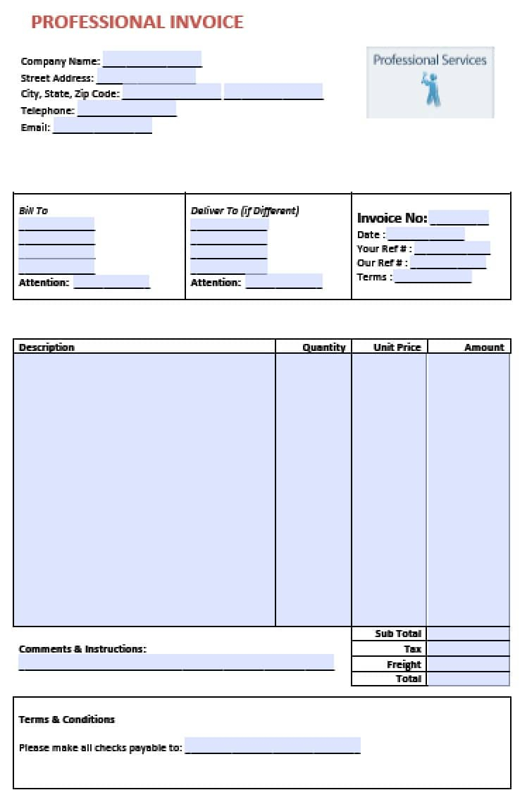 free professional services invoice template excel pdf word doc