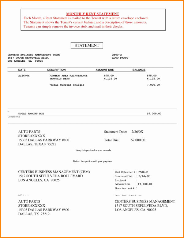 free rent invoice