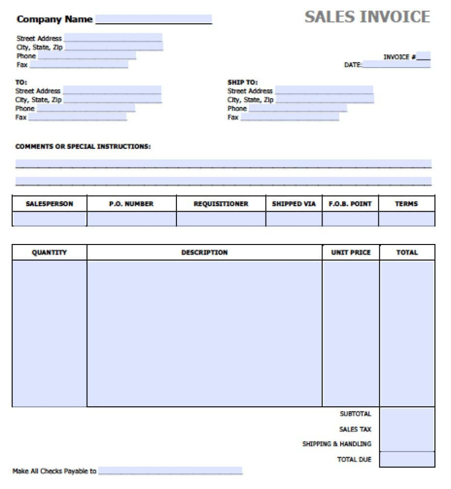 Free Sales Invoice Template | Excel | Pdf | Word (.doc) For Billing Spreadsheet Template