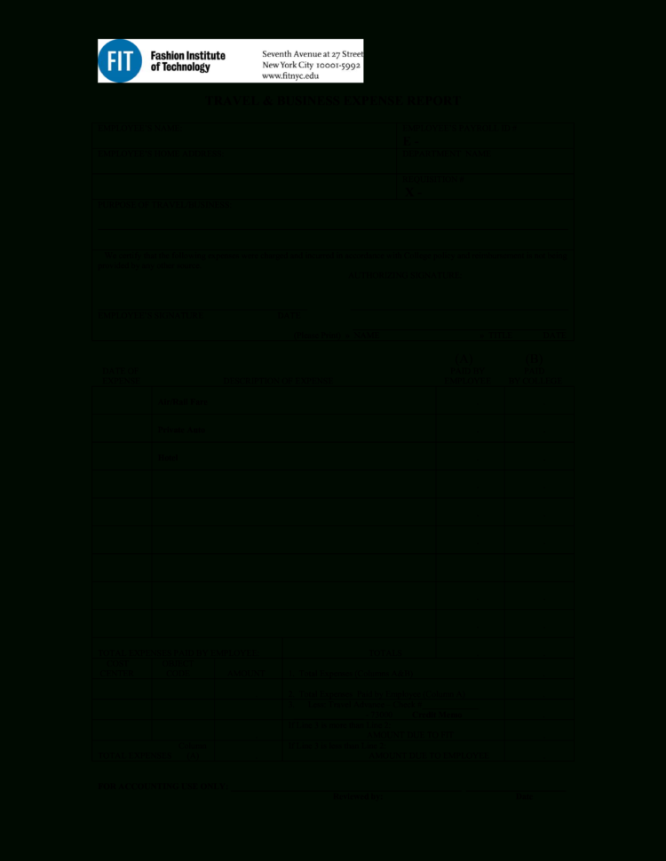 Free Travel And Business Expense Report | Templates At To Business Expense Report Template