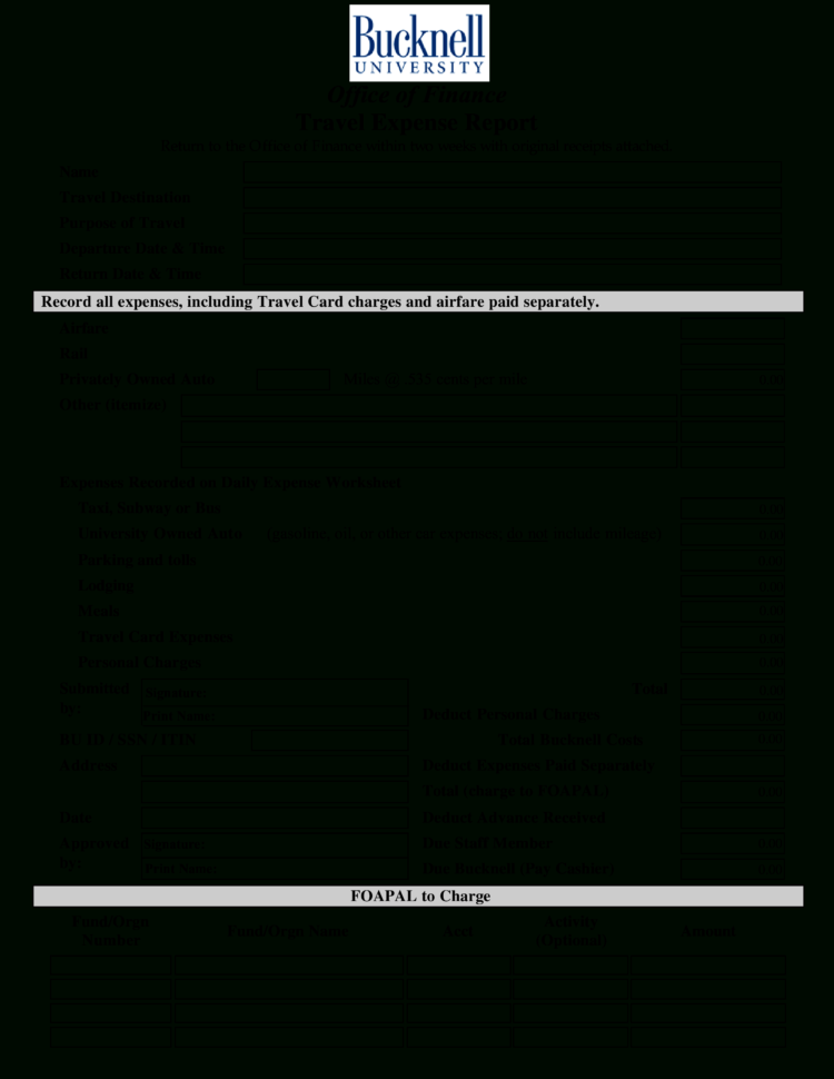 Free Travel Expense Report | Templates At Allbusinesstemplates To Office Expense Report