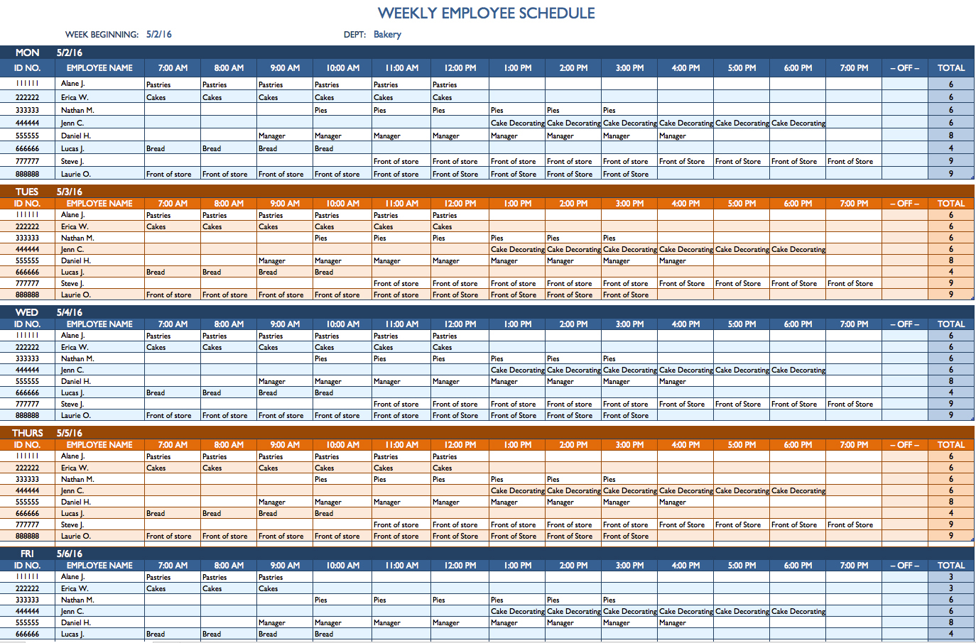Free Weekly Schedule Templates For Excel - Smartsheet Throughout Employee Schedule Spreadsheet