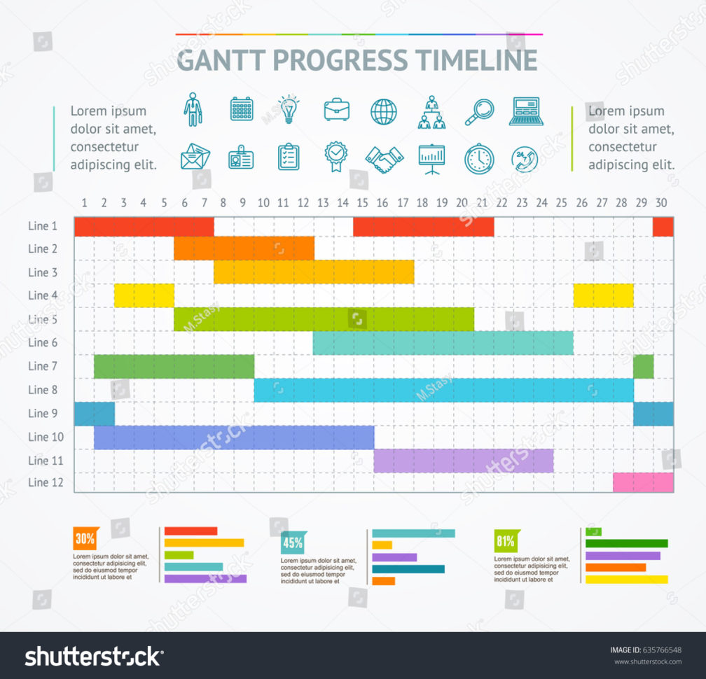 Gantt Progress Line Business Plan Project Stockillustration For Project Timeline Plan