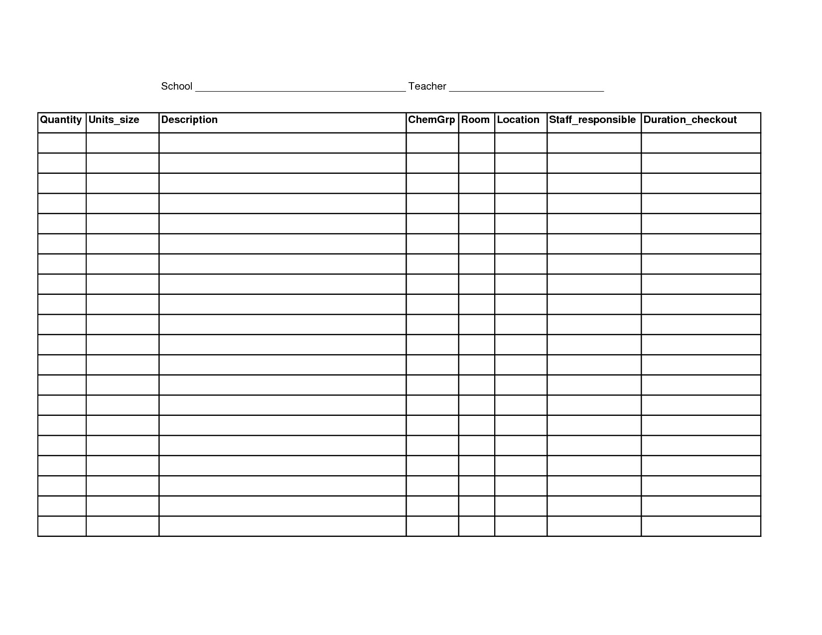 Home Inventory List Template Excel Spreadsheet Blank Inzare In In Printable Inventory List Template