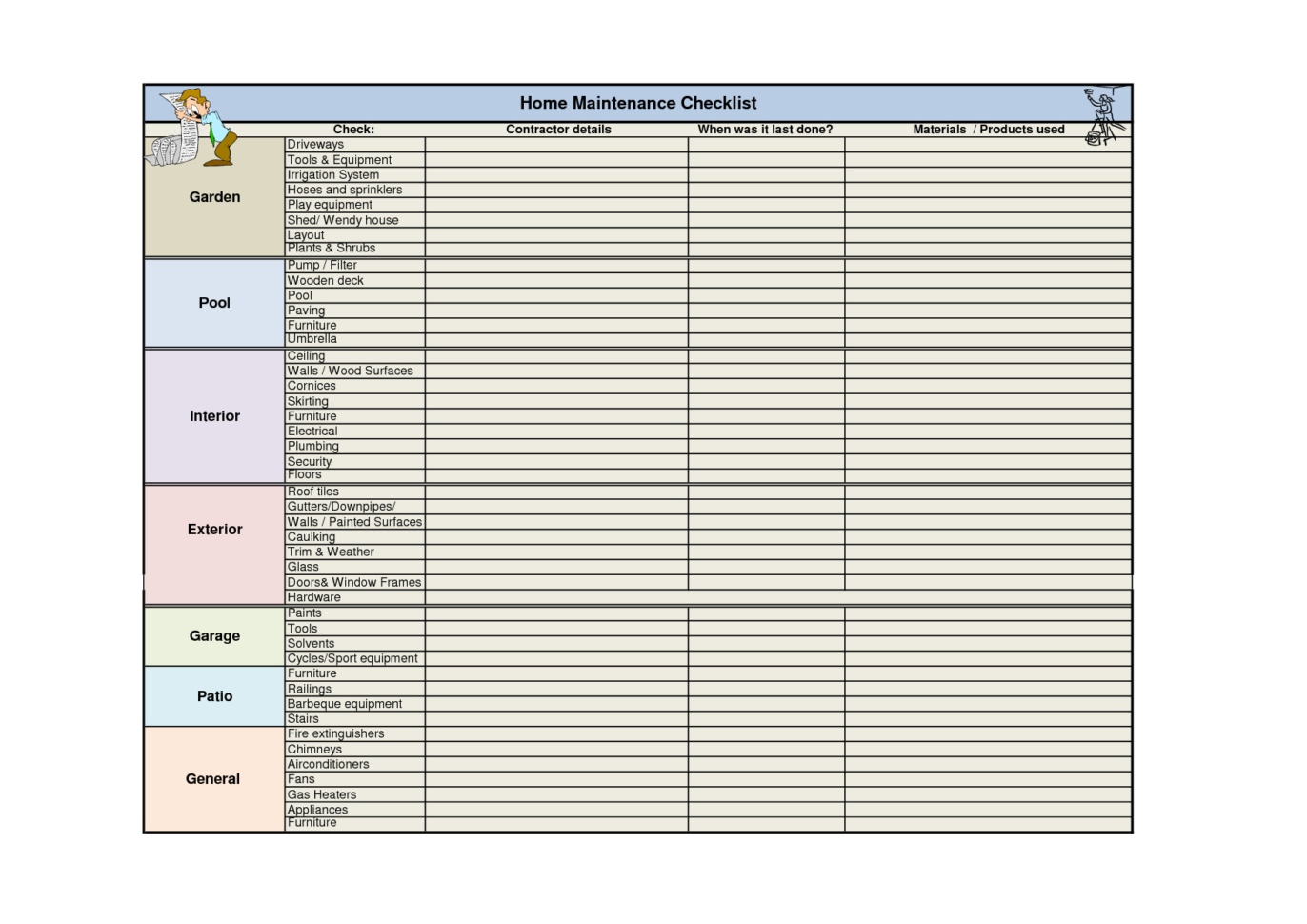 Home Maintenance Schedule Spreadsheet | My Spreadsheet Templates Intended For Home Maintenance Spreadsheet