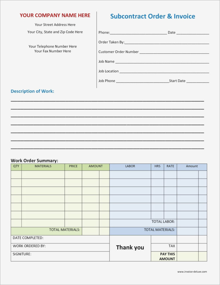 Hospital Invoice Template Job Invoice Template Best Job Invoice Within Job Invoice Template