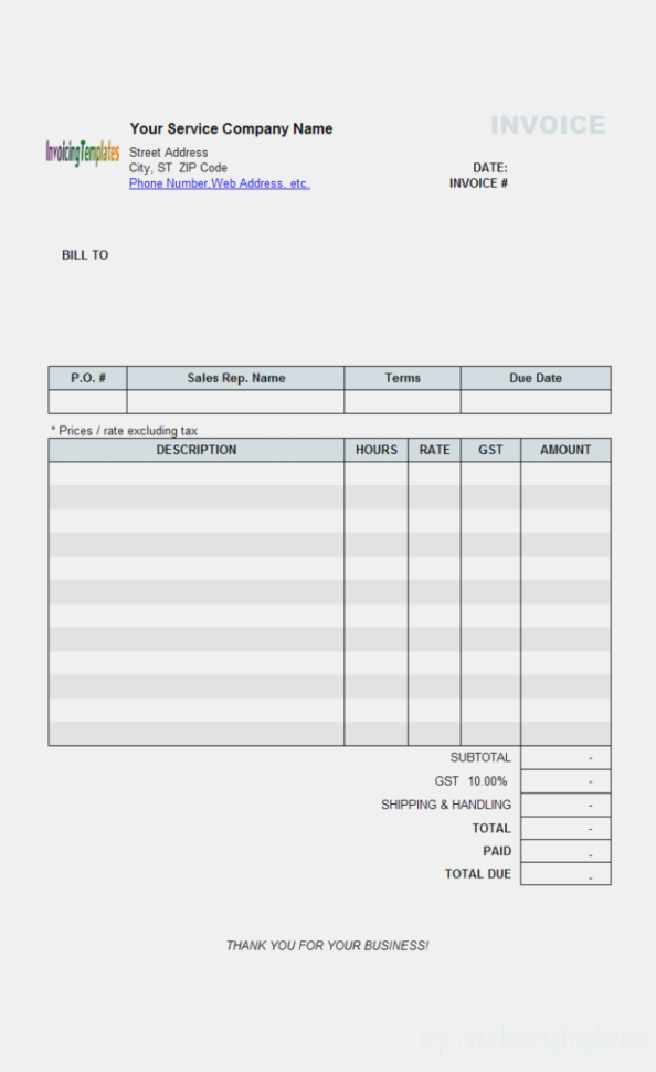 Hourly Service Billing Sample – Free Shipping Invoice Template And Shipping Invoice Template