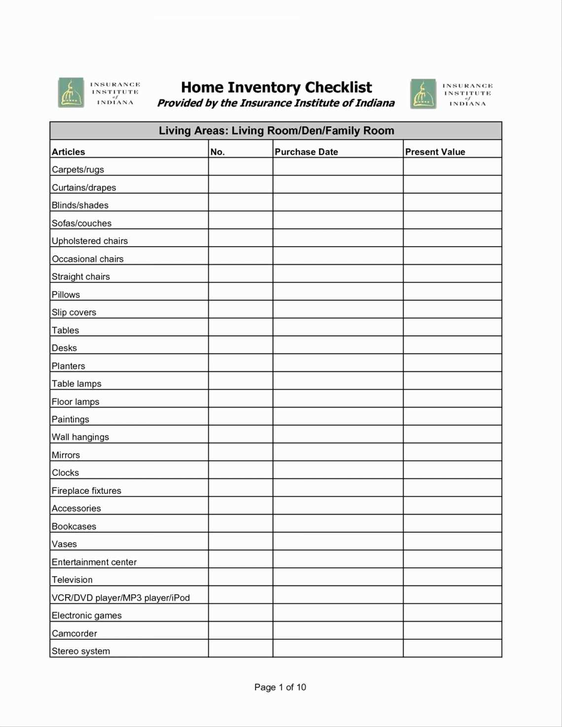 google sheets household inventory template