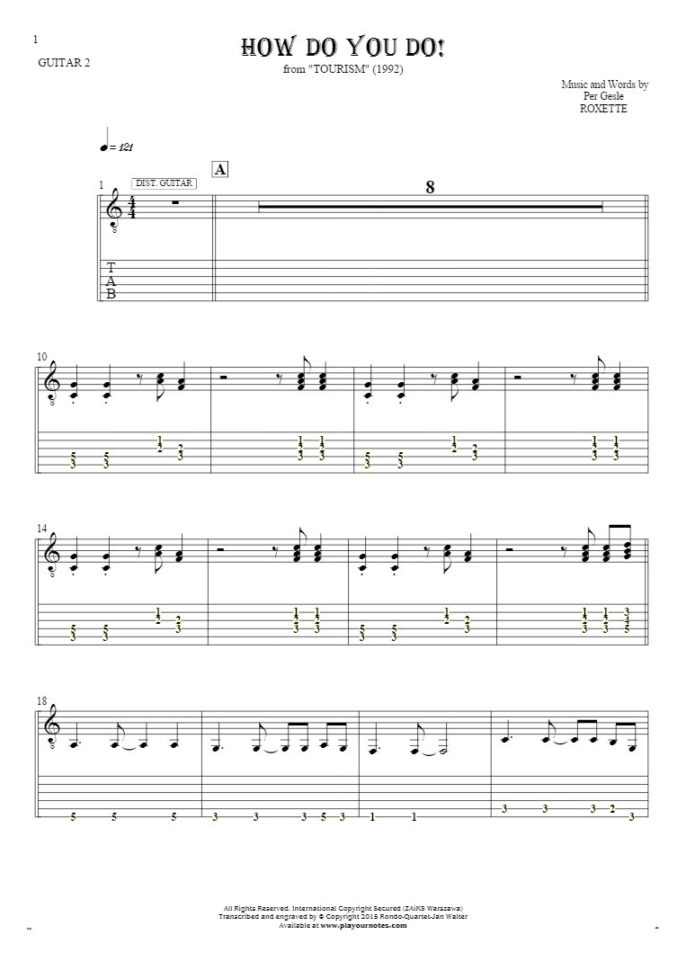 How Do You Do!   Notes And Tablature For Guitar   Guitar 2 Part For How Do You Do A Spreadsheet