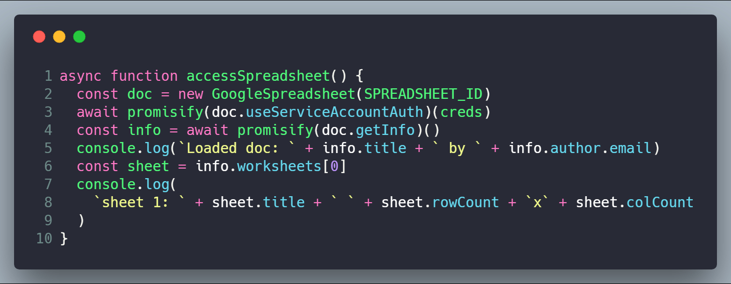 How To Access Google Spreadsheets With Node | Cmichel throughout Node Js Spreadsheet