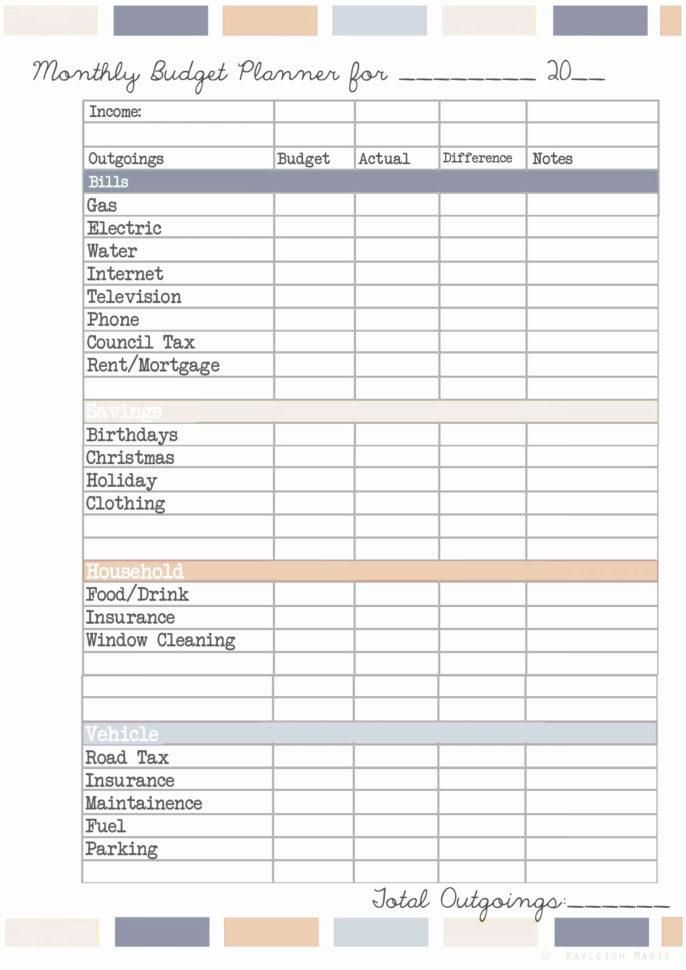 How To Make A Personal Budget On Excel Best Of Monthly Bud Planners Intended For Monthly Financial Planning