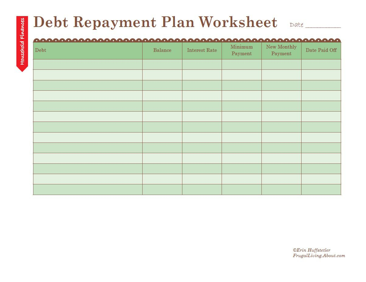 How To Use A Debt Repayment Plan Worksheet And Get Out Of Debt Spreadsheet