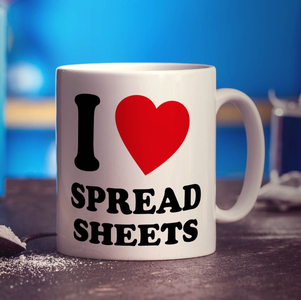 I Heart Spreadsheets Mug   Printster And I Heart Spreadsheets Mug