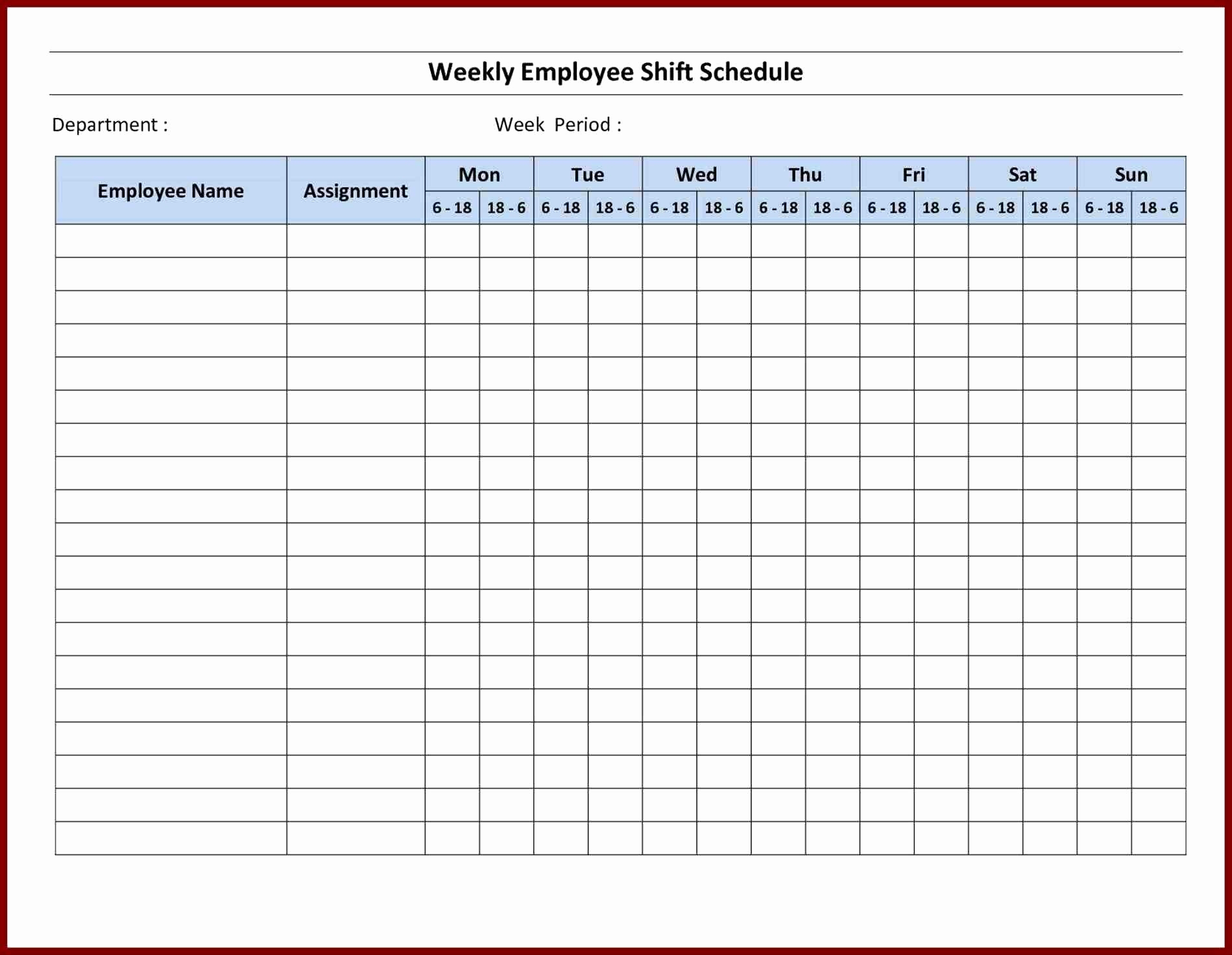 free excel work schedule template