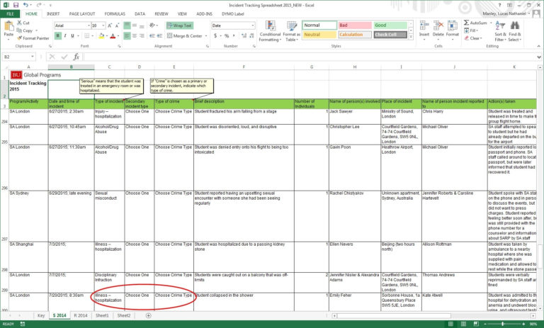 Incident Tracking Spreadsheet db excel com