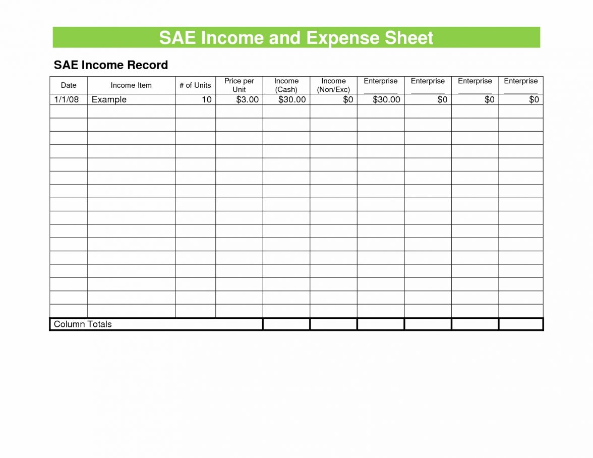 free income and expense template