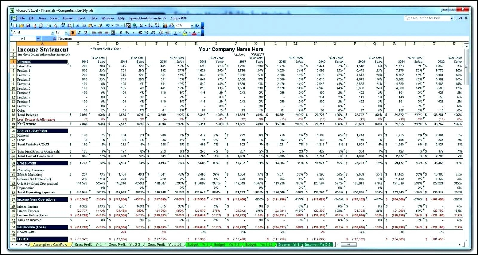 Income Projection Template Business Plan Financial Projections Excel With Financial Projections Excel Spreadsheet