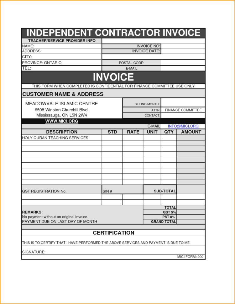 Independent Contractor Invoice Template 2   Colorium Laboratorium Throughout Independent Contractor Invoice Sample