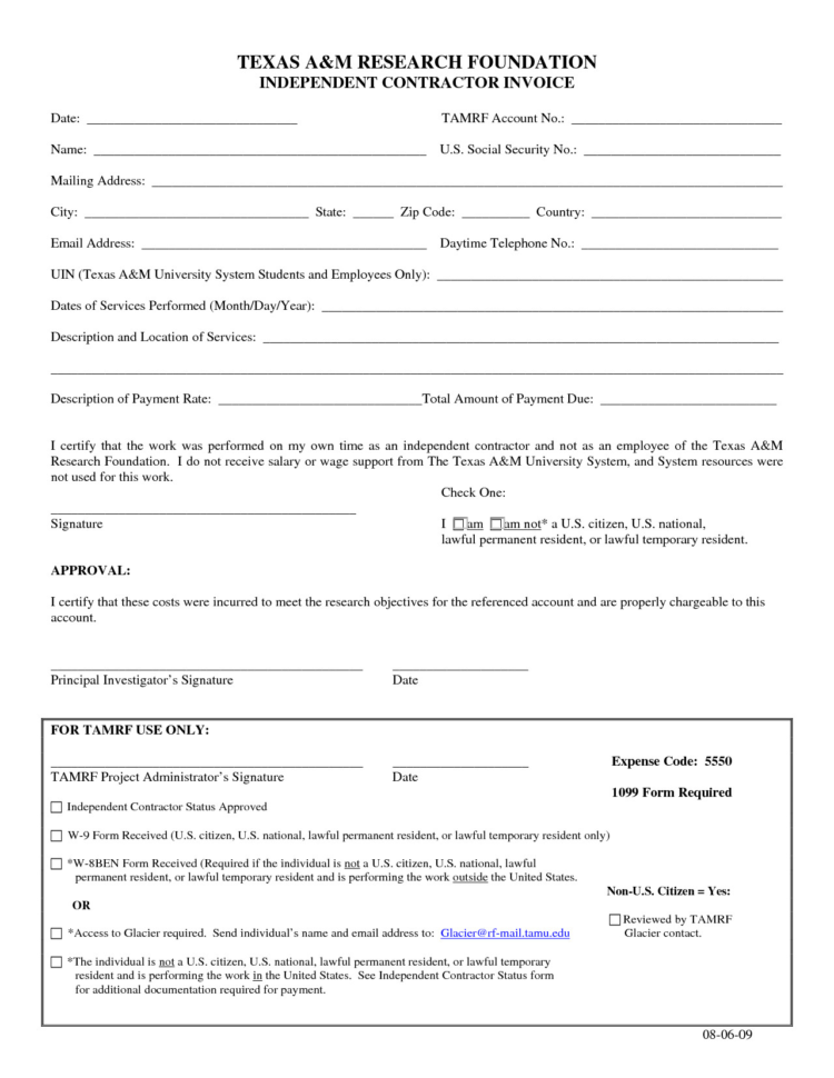 Independent Contractor Template | Bithire Throughout Independent Contractor Invoice Sample