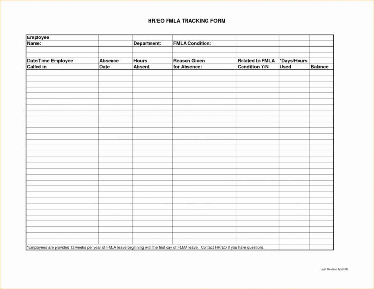 Intermittent Fmla Tracking Spreadsheet Fresh Fmla Tracking for Fmla ...