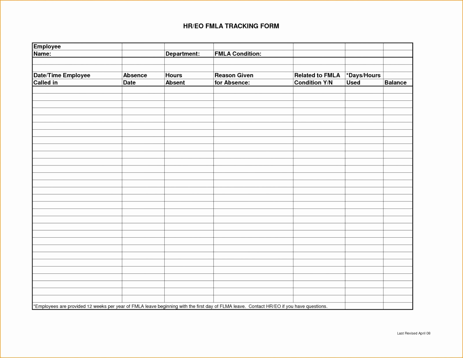 Intermittent Fmla Tracking Spreadsheet Fresh Fmla Tracking For Fmla 