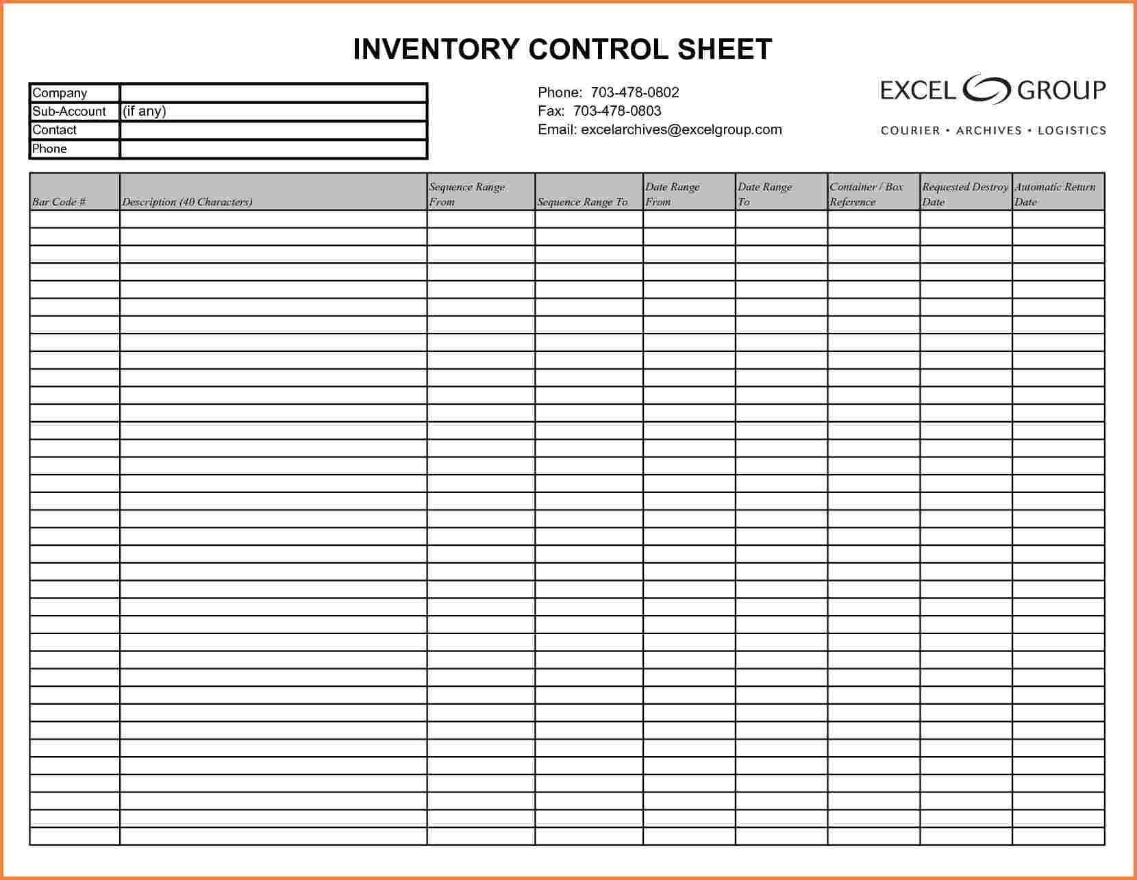 Inventory List Template Pdf And Free Printable Blank Inventory With to Inventory Control Form Template