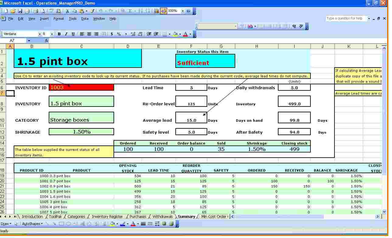 Inventory Management Excel Sheet Free Download