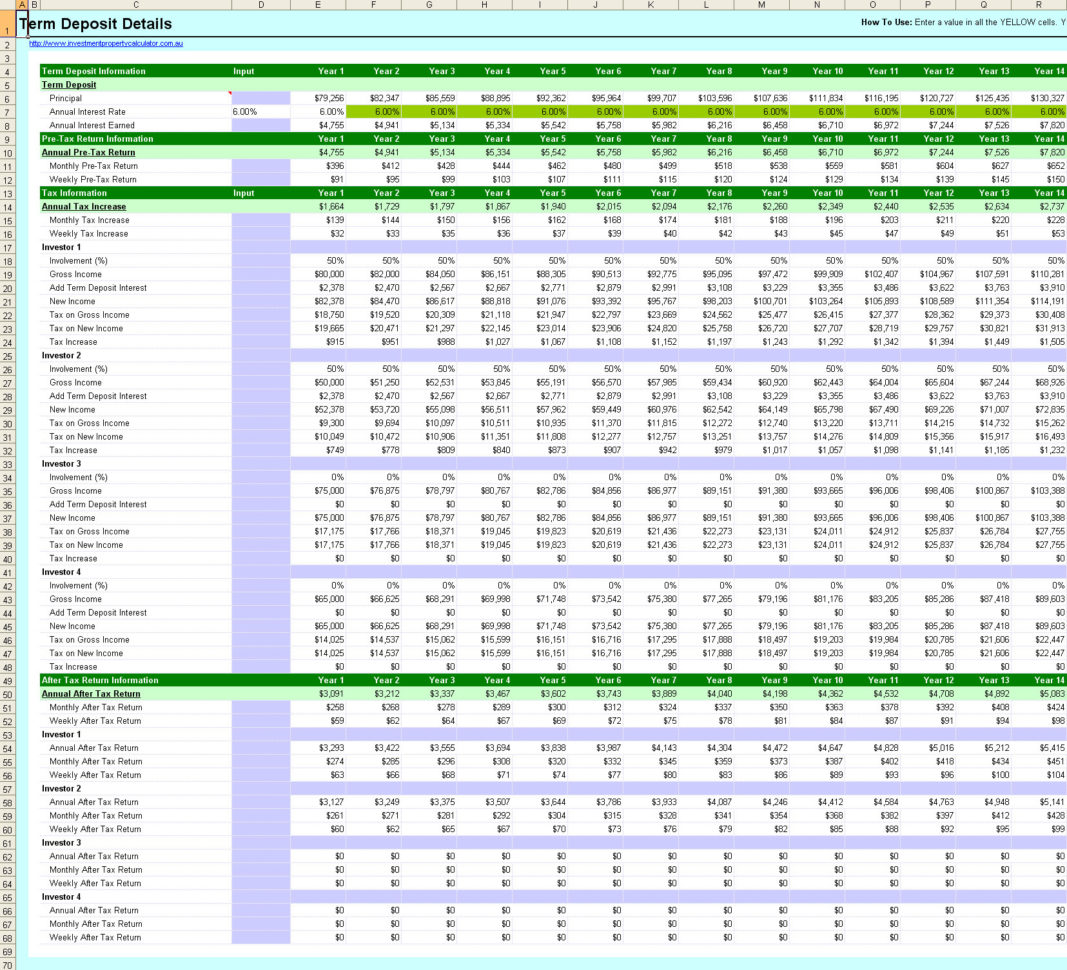 Investment Calculator Spreadsheet   Resourcesaver To Investment Property Calculator Excel Spreadsheet