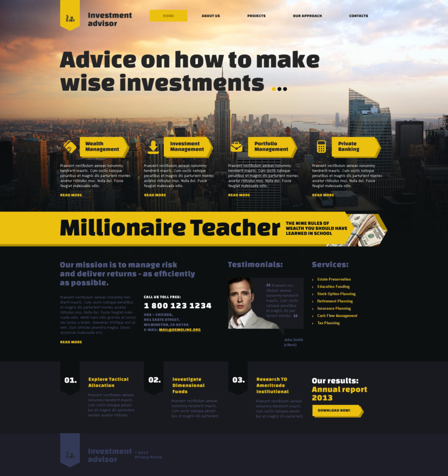 Investment Company Responsive Website Template #47483 Intended For Company Templates