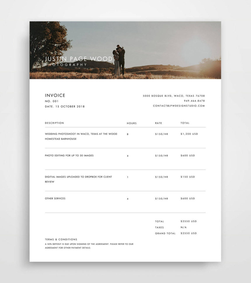 Invoice Photography Invoice Template Invoice Template | Etsy With Photography Invoice Template