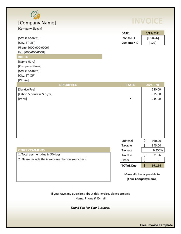 Invoice Template Doc   Zoro.9Terrains.co Within Invoice Template Word Doc