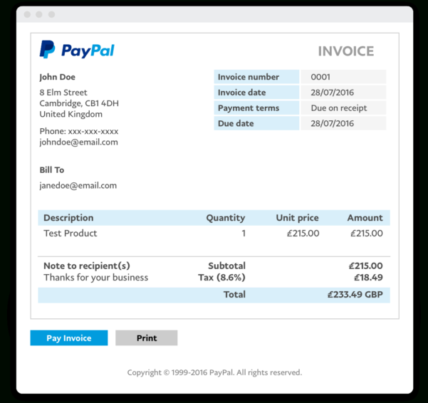 Paypal Invoice Template —