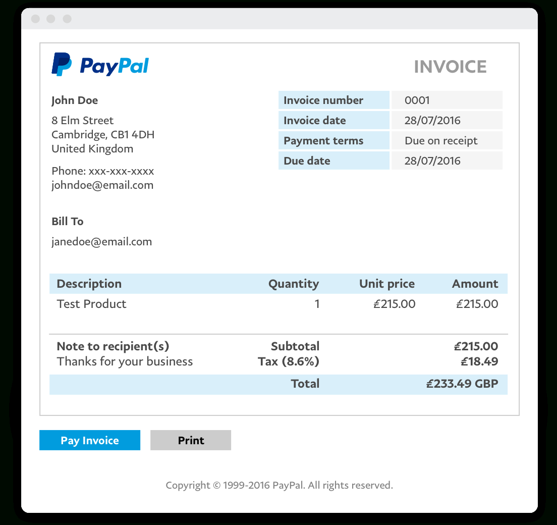 Invoice Templates - Invoice Generator | Paypal Uk To Paypal Invoice Template