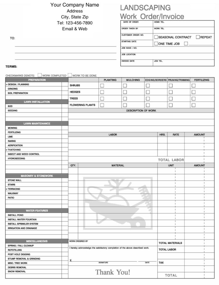 Landscaping Invoice Form Designing In Landscaping Invoice Template